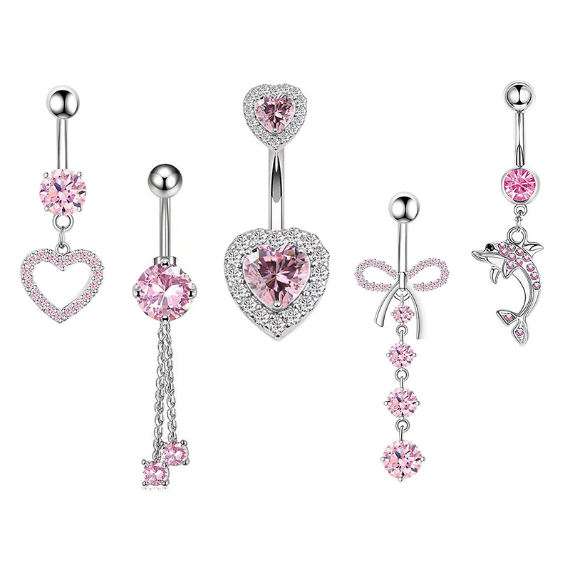 1PCS Pink Crown Belly Button R - مراجعة Body Jewelry And Piercing وسعره