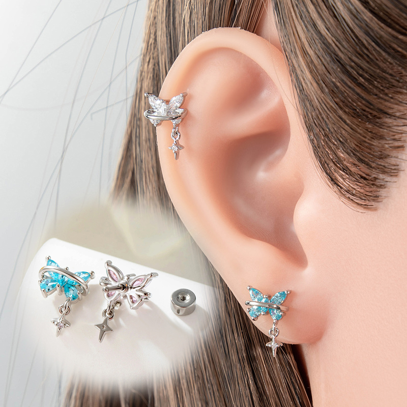 20G Butterfly Cubic Zircon Ear - مراجعة Body Jewelry Hypoallergenic وسعره