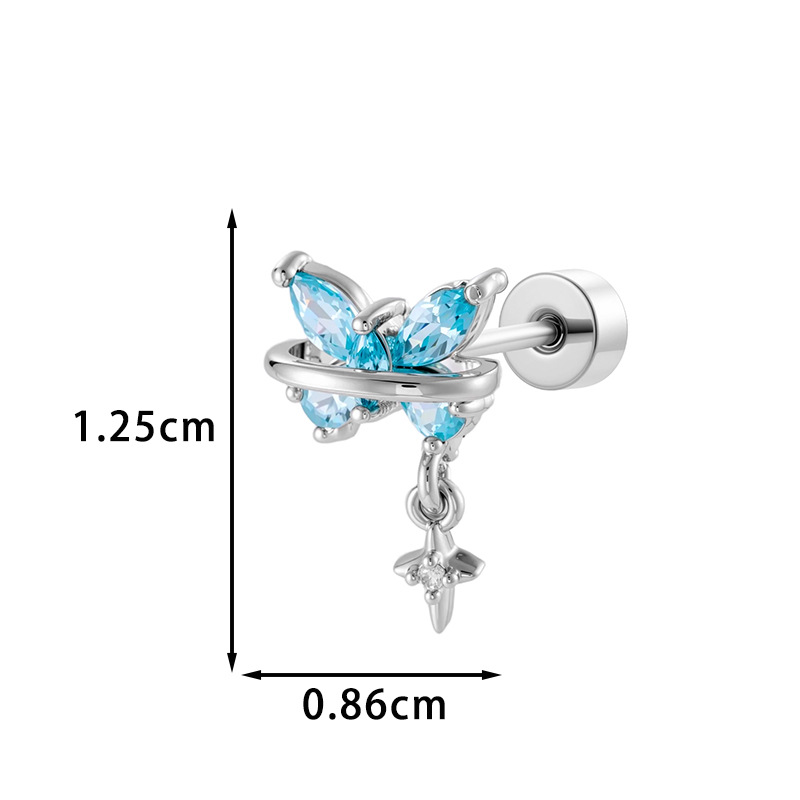 20G Butterfly Cubic Zircon Ear - مراجعة Body Jewelry Hypoallergenic وسعره
