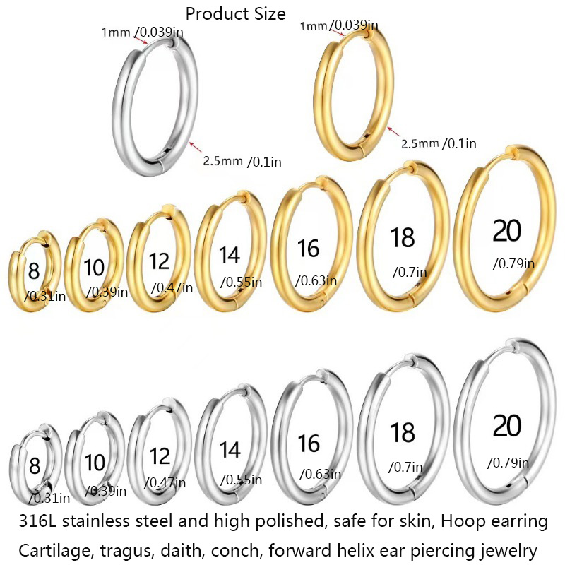 1Pair 316L Stainless Steel Sma - مراجعة Conch Earring Hoop وسعره