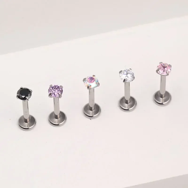 1Pcs G23 Titanium Piercing CZ  - مراجعة Body Jewelry Internally Threaded وسعره