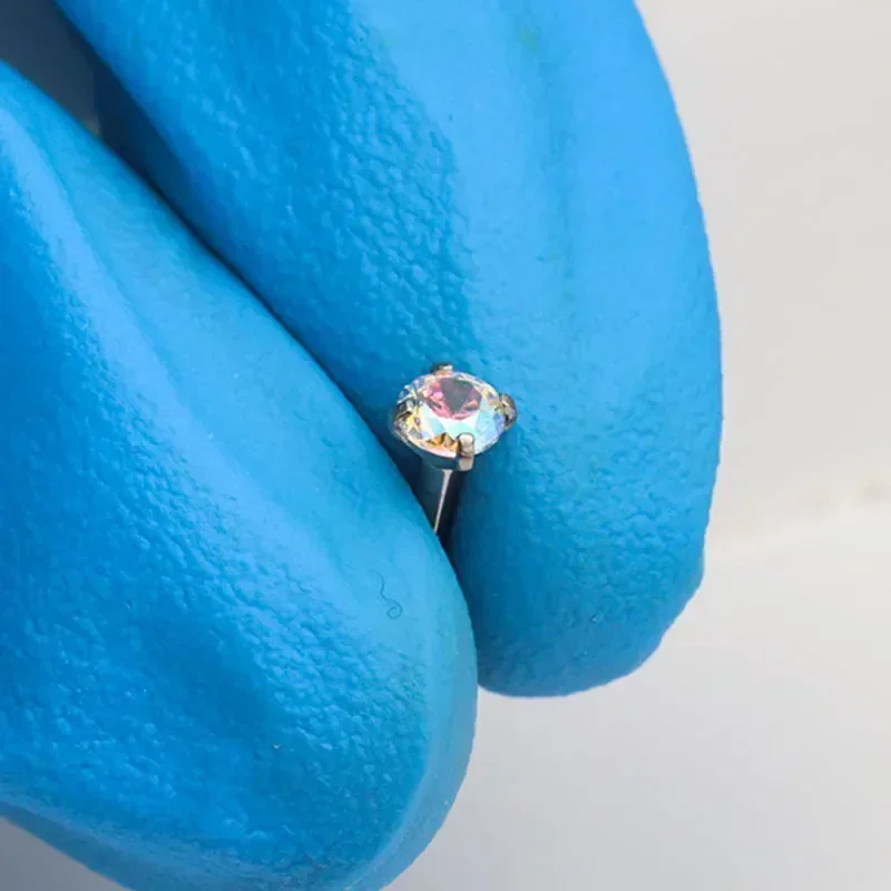 1Pcs G23 Titanium Piercing CZ  - مراجعة Body Jewelry Internally Threaded وسعره