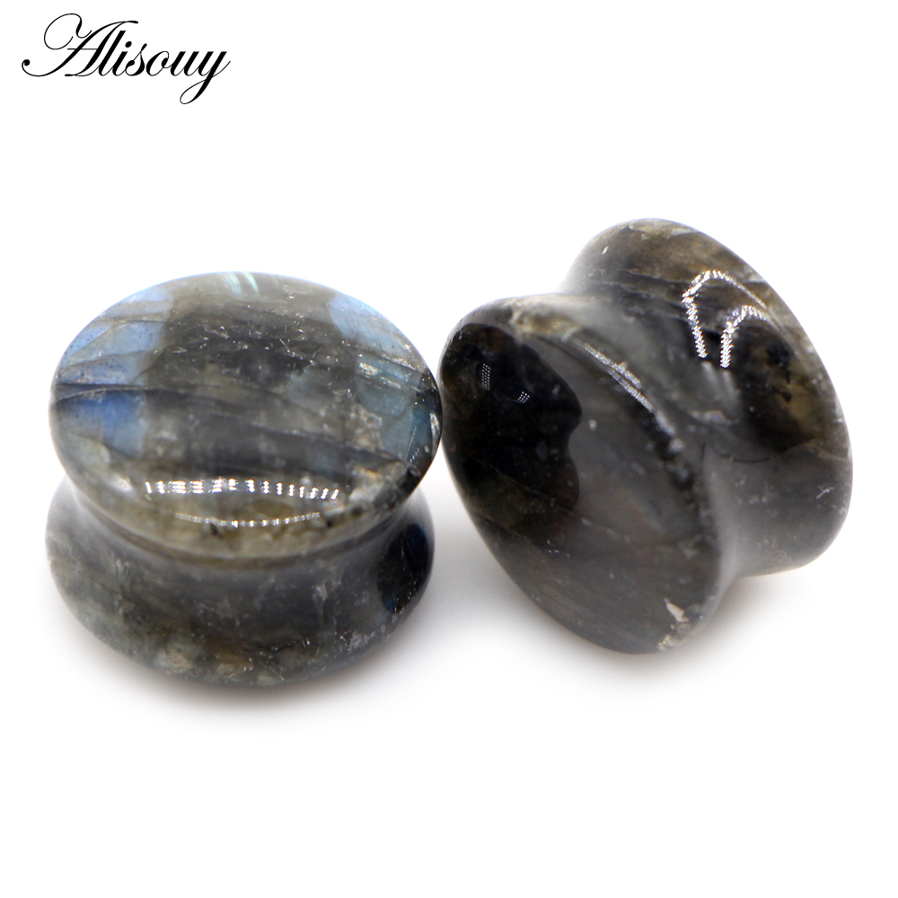 Alisouy 2pcs Labradorite Glow  - مراجعة Body Jewelry Ear Plugs وسعره