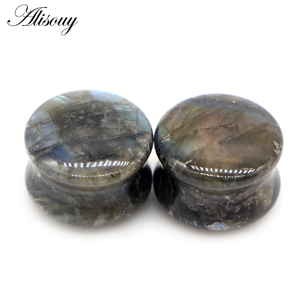 Alisouy 2pcs Labradorite Glow  - مراجعة Body Jewelry Ear Plugs وسعره