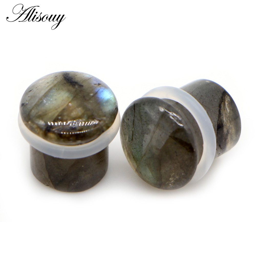 Alisouy 2pcs Labradorite Glow  - مراجعة Body Jewelry Ear Plugs وسعره
