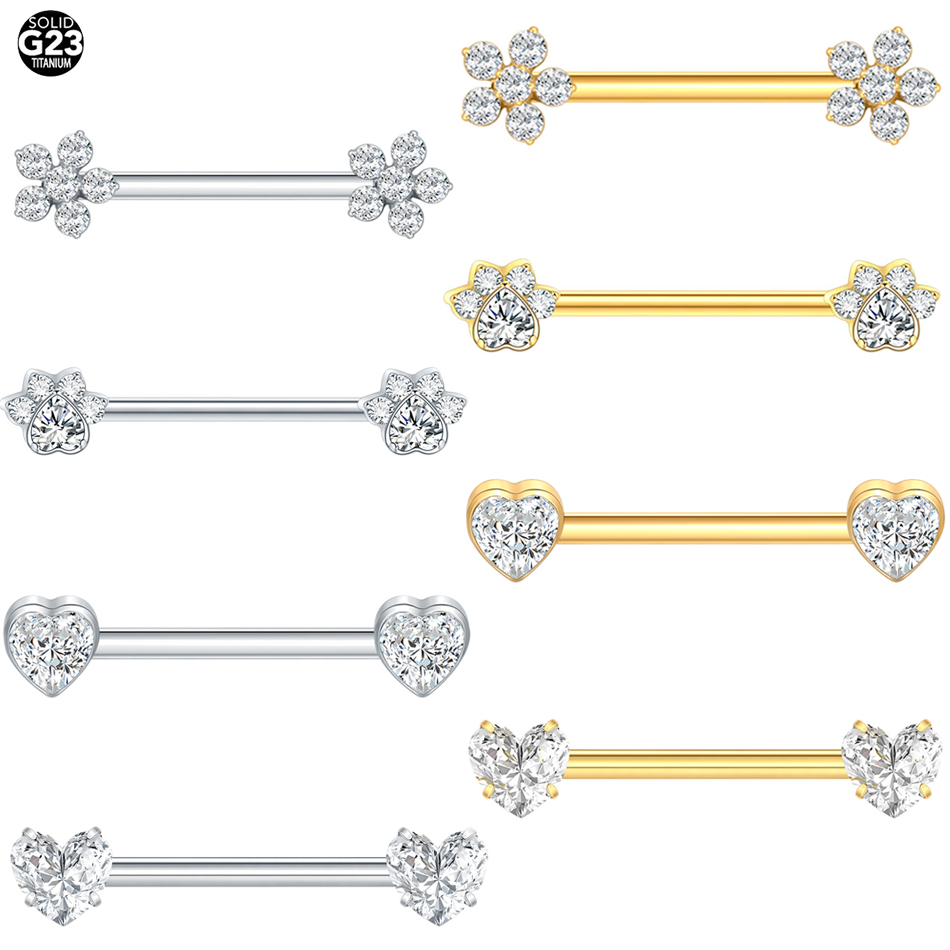 1Pc Titanium Flower Nipple Pie - مراجعة Body Jewelry Internally Threaded وسعره