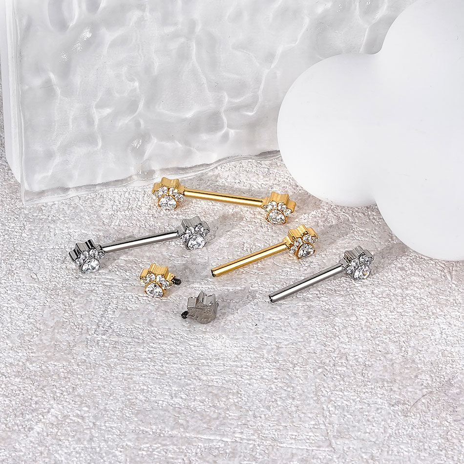 1Pc Titanium Flower Nipple Pie - مراجعة Body Jewelry Internally Threaded وسعره
