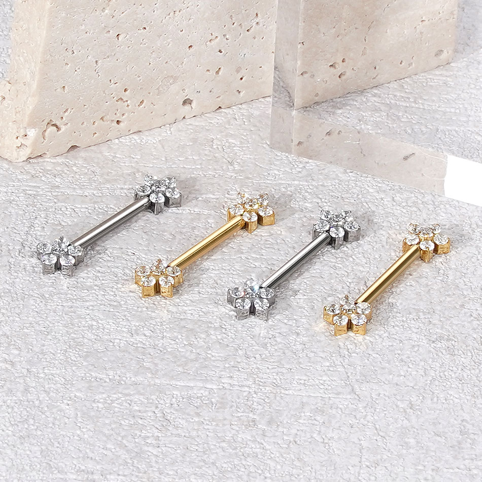 1Pc Titanium Flower Nipple Pie - مراجعة Body Jewelry Internally Threaded وسعره