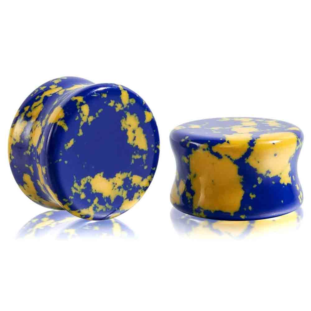 Stone Ear Gauges Plugs Saddle  - مراجعة Yellow Body Jewelry وسعره