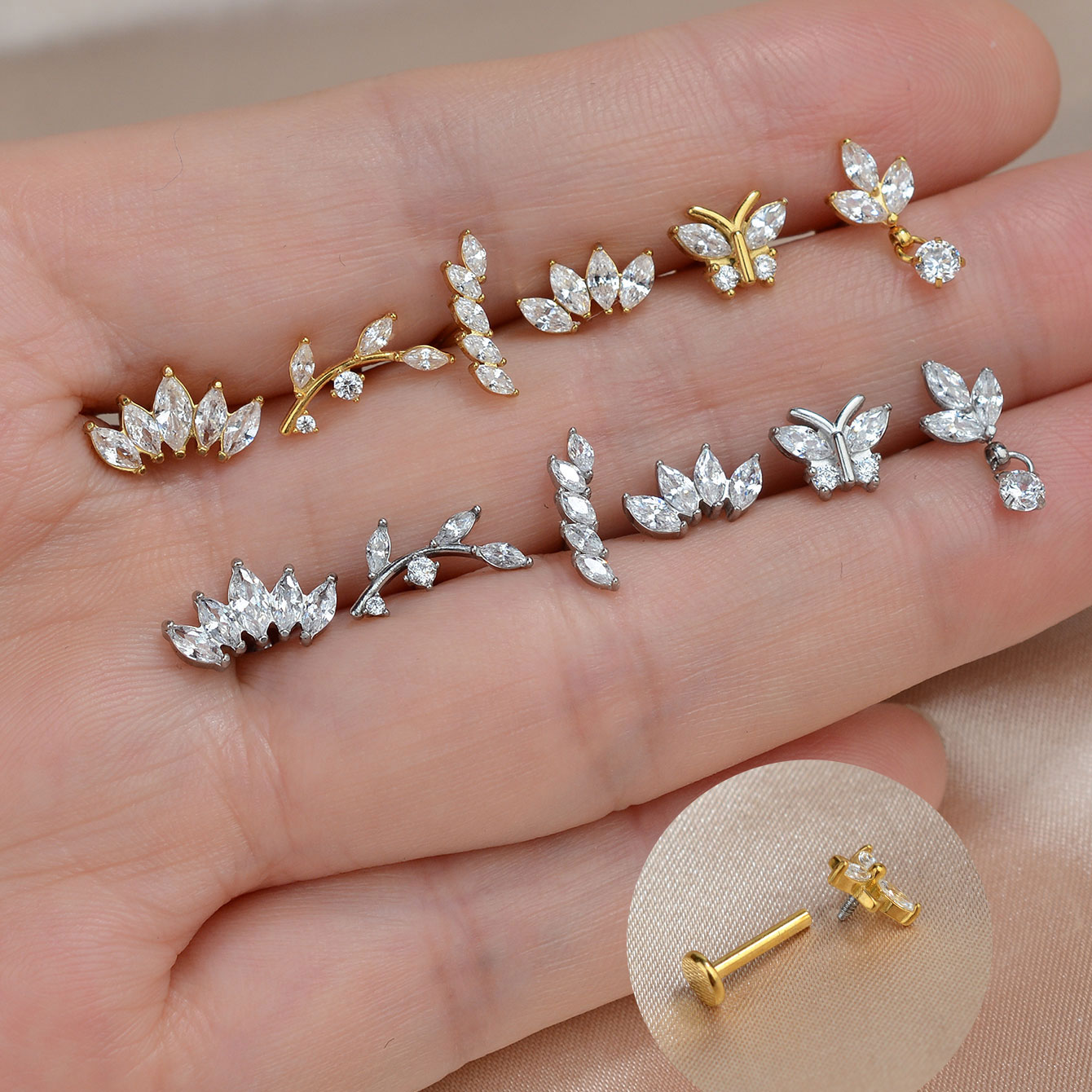 1PC Titanium Stainless Steel E - مراجعة Tragus Flat Back وسعره