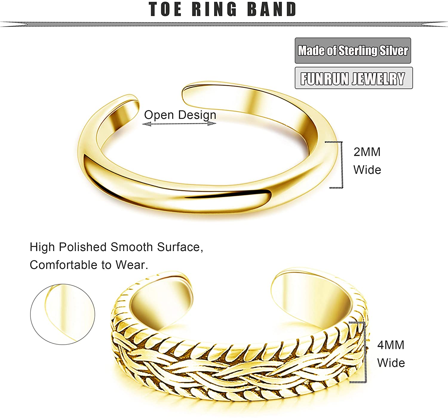 2 PCS Stainless Steel Toe Ring - مراجعة Body Jewelry Lot وسعره