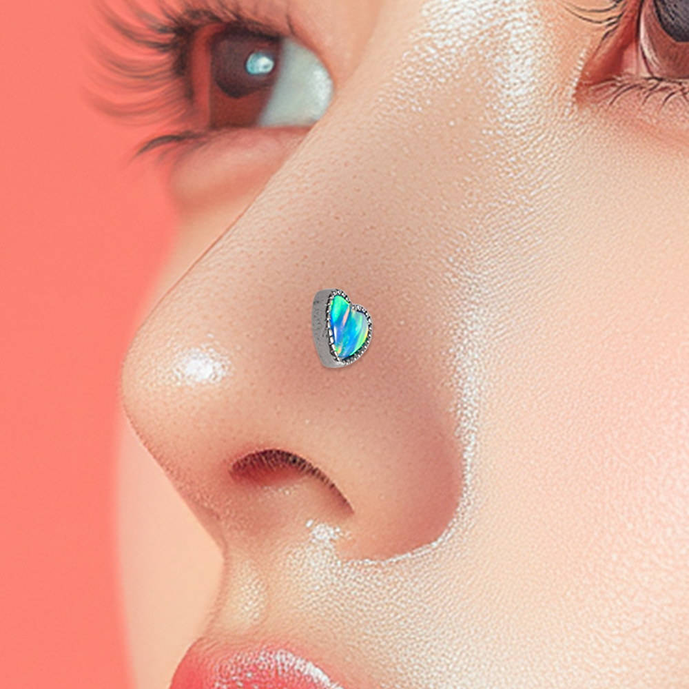 1PC Titanium Opal L Shape Nose - مراجعة Body Jewelry Threadless وسعره