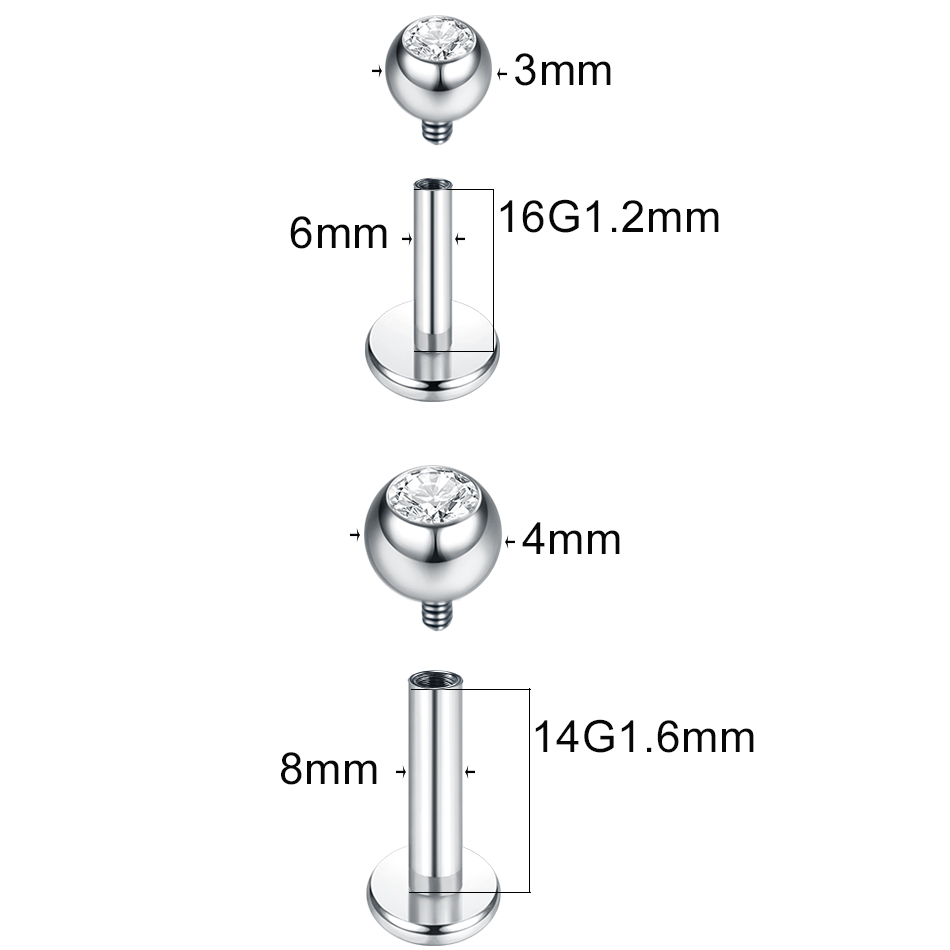 G23 Titanium Labret Piercing L - مراجعة Body Jewelry Internally Threaded وسعره