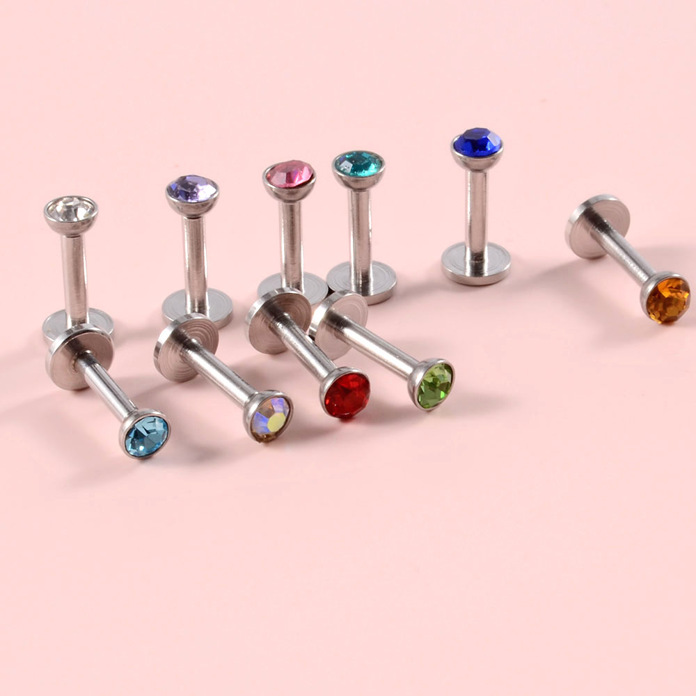 4PCS CZ Gem Labret 316L Surgic - مراجعة Body Jewelry Internally Threaded وسعره