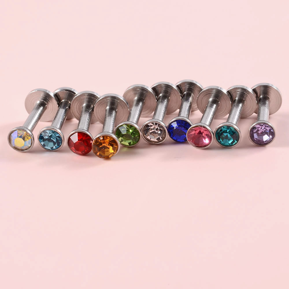 4PCS CZ Gem Labret 316L Surgic - مراجعة Body Jewelry Internally Threaded وسعره