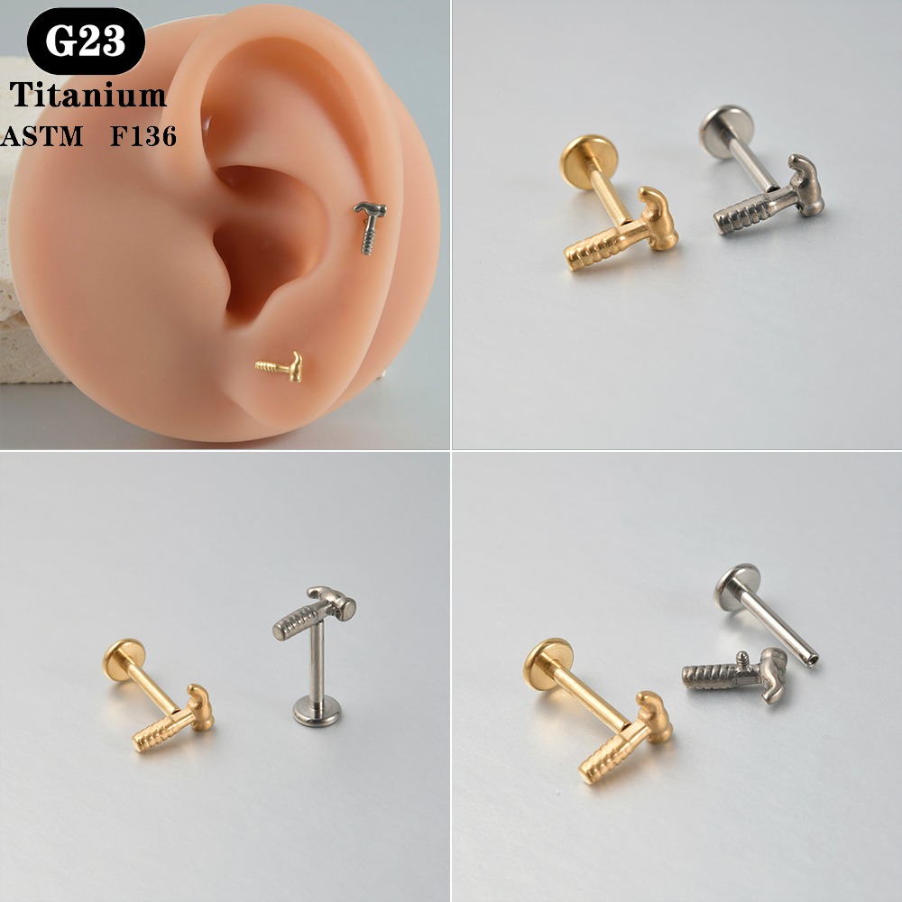 1PC ASTM F136 Titanium Labret  - مراجعة Tragus Flat Back وسعره