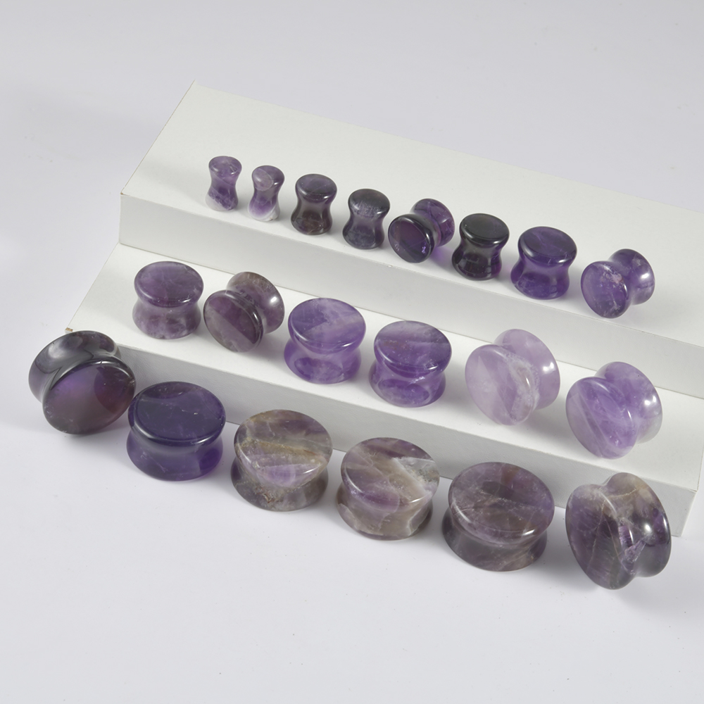 2PCS Natural Stone Double Flar - مراجعة Body Jewelry Ear Plugs وسعره