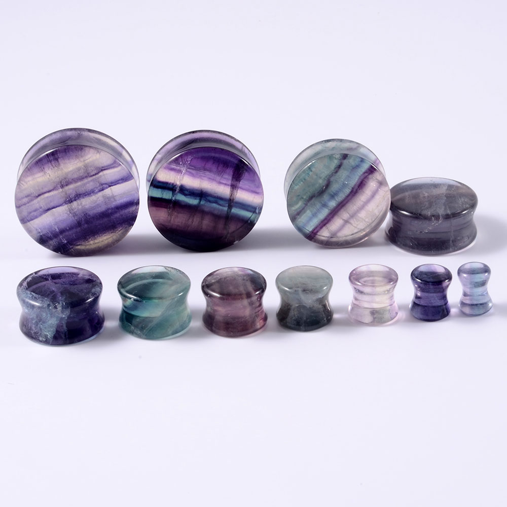 2PCS Natural Stone Double Flar - مراجعة Body Jewelry Ear Plugs وسعره
