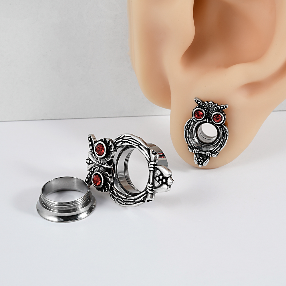 1PC Stainless Steel Owl Ear Ex - مراجعة Body Jewelry Internally Threaded وسعره
