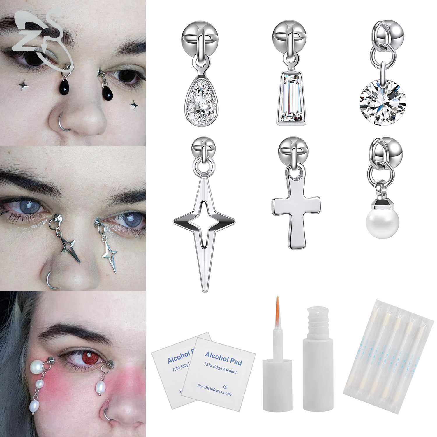 ZS 1 Set Fake Eyebrow Ring Men - مراجعة Body Jewelry Lot وسعره