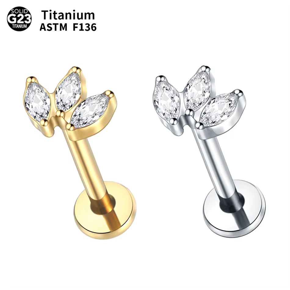 1pc Labret Piercing Titanium L - مراجعة Body Jewelry Internally Threaded وسعره