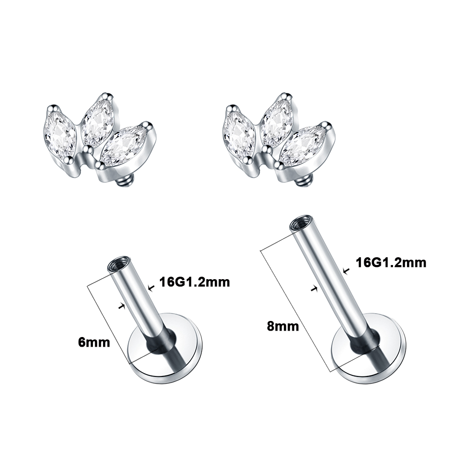 1pc Labret Piercing Titanium L - مراجعة Body Jewelry Internally Threaded وسعره