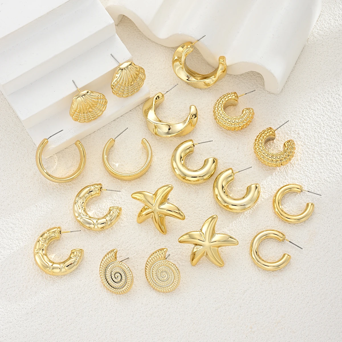 18 Pcs Vintage Gold Plated Oce - مراجعة Conch Earring Hoop وسعره