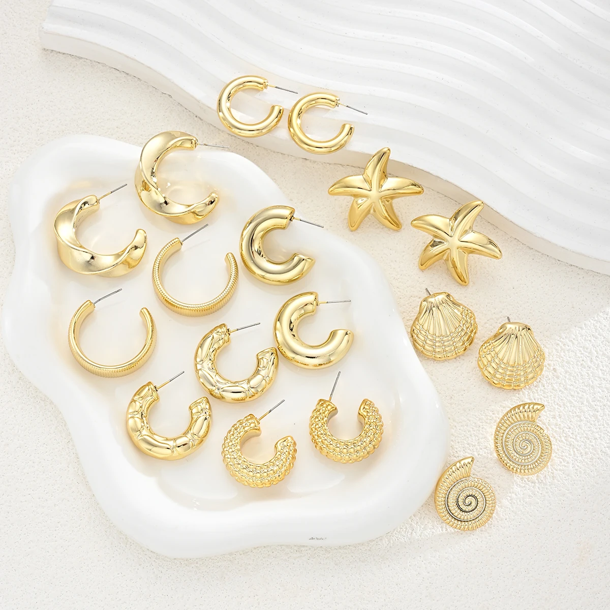 18 Pcs Vintage Gold Plated Oce - مراجعة Conch Earring Hoop وسعره