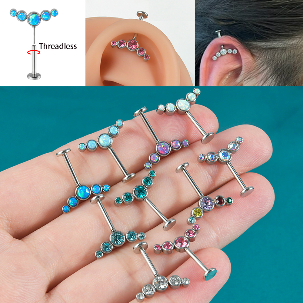 1PC Surgical Steel CZ Gem Opal - مراجعة Body Jewelry Threadless وسعره