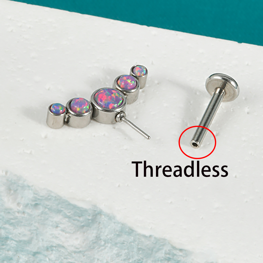 1PC Surgical Steel CZ Gem Opal - مراجعة Body Jewelry Threadless وسعره