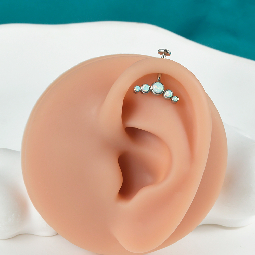 1PC Surgical Steel CZ Gem Opal - مراجعة Body Jewelry Threadless وسعره