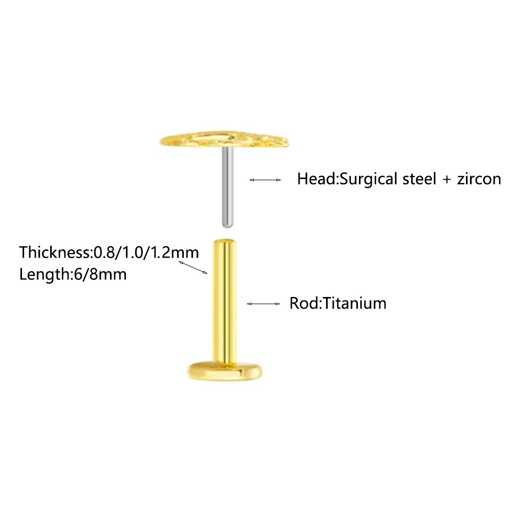 ASTM F-136 Titanium Labret Pie - مراجعة Body Jewelry Threadless وسعره