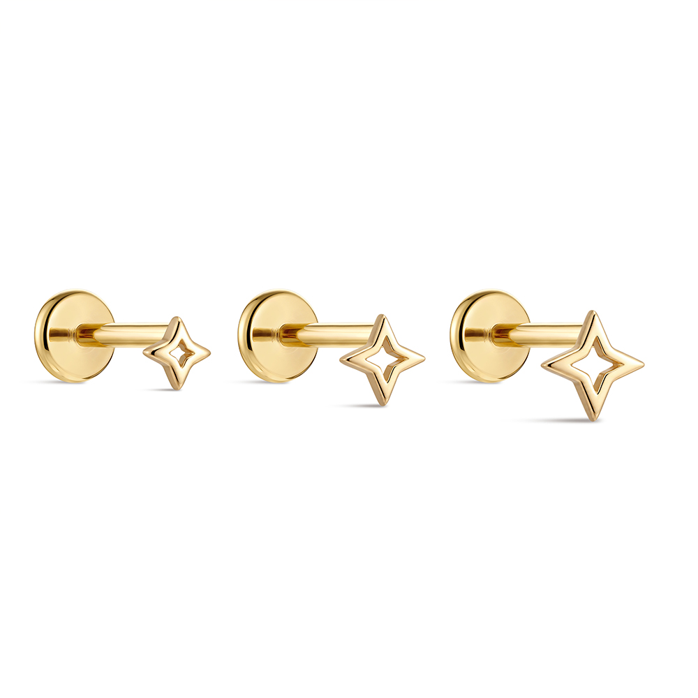 ROXI 1PC 5/6/8mm 14K Solid Gol - مراجعة Body Jewelry Hypoallergenic وسعره
