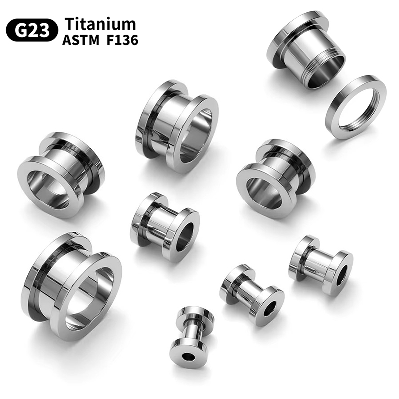 1PC Ear Tunnels Plugs Titanium - مراجعة Body Jewelry Ear Plugs وسعره