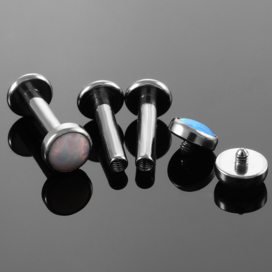 1PC Titanium Opal Labret Lip R - مراجعة Body Jewelry Internally Threaded وسعره