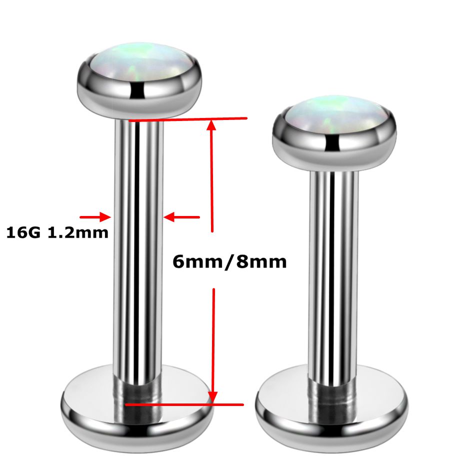 1PC Titanium Opal Labret Lip R - مراجعة Body Jewelry Internally Threaded وسعره